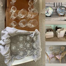 MaxSold Auction: This online auction features antique brass tables, decorative plates & pots, stemware, collector plates, living room set, tub chair, office desk & chair, bar stools,  bedroom suite, power tools, area rug, computer cabinet, humidifier, rattan furniture, and more!
