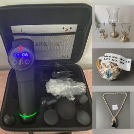 MaxSold Auction: This online auction features silver &  gemstone jewelry, watches, loose gemstones, sewing machine, massagers, men’s & women’s clothing, perfume bottles, bar stool, bar fridge, and more!