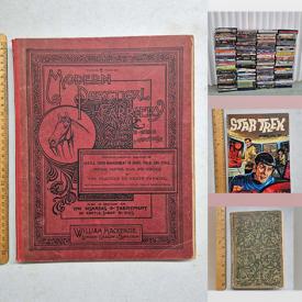 MaxSold Auction: This online auction features children’s books, DVDs, CDs, small kitchen appliances, vintage books, romance books, Star Trek collectibles, comics, art books, sports books, poems, photography books, and more!