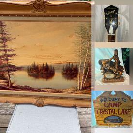 MaxSold Auction: This online auction features vintage Satsuma vase, vintage watercolour paintings, metal wall art, terracotta warrior statues, wood carvings, vintage sake set, plant pots, art pottery, decanter, vintage lacquer painting, JP Limoges, vintage collectible clocks, soapstone carvings, brass porthole mirror, Flow Blue bowl, antique biscuit jar, Toby jug, Blue Mountain pottery, guitar, vintage duck decoys, cast iron tea kettle, ancient oil lamps, and much, much, more!!!