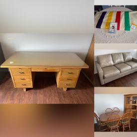 MaxSold Auction: This online auction features refrigerator, leather furniture, bedroom set, dining table & chairs, antique desk & chair, bistro set, tessellated sphere ball tables, window AC unit, vintage Hoselton sculpture, small kitchen appliances, Bossons, decorative plates, TV, CDs, binoculars, DVDs, and more!