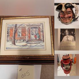 MaxSold Auction: This online auction features abstract art, Pokemon collectibles, stamps, Blue Mountain pottery, Trish Romance artworks, collector plates, vintage hats, vinyl records, DVDs, sports collectibles, teacup/saucer sets, Toby mugs, silver, pewter, & costume jewelry, watch, Cherished Teddies, perfume bottles, kerosene lantern, CDs, Keepsake ornaments, and more!