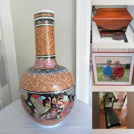 MaxSold Auction: This online auction features metal/glass table, art glass, exercise equipment, tea pot collection, teacup/saucer sets, fitness gear, vintage butter dishes, metal art, vintage tea wagons, women’s clothing, Asian vases, Staffordshire-style dogs, rattan furniture, costume jewelry, and more!