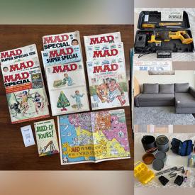MaxSold Auction: This online auction features stained glass table lamp, comics, children’s books, graphic novels, office supplies, computer desk & chair, art supplies, pet products, craft supplies, puzzles, DVDs, costume jewelry, sectional sofa, bar stools, TV, small kitchen appliances, skis, camping gear, wetsuit, snorkel gear, power & hand tools, cycling gear, men’s & women’s clothing, plant pots, and much, much, more!!!