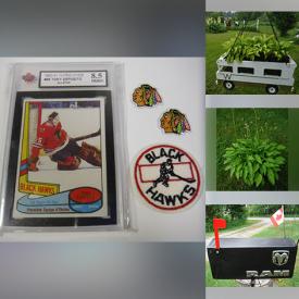 MaxSold Auction: This online auction features sports collectibles, live plants, planters, garden art, antique maps, vintage bottles, non-sports trading cards, antique tools, Magic The Gathering cards, Avon collectibles, souvenir spoons, Pez dispensers, Elvis collectibles, hand tools, coins, crafting supplies, hardware, vintage tins, pet products, costume jewelry, vintage vehicle logos, and much, much, more!!!