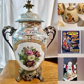 MaxSold Auction: This online auction features Hummel bells, wood carvings, tin toy, collectible teapots, carved wall clock, Disney collectibles, snow globes, Lladro figurine, Lenox figurines, Precious Moments figurines, collector plates, metal signs, gingerbread mantle clock, perfume bottles, carnival glass, art glass, vinyl records, decanter, and more!