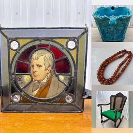 MaxSold Auction: This online auction features gold rings, garden planter, costume jewelry, bar stools, area rug, vintage curved desk, vintage tool, garden furniture, garden art, vintage snuff bottle, vintage stained glass portrait, antique brass vanity tray, jewelry making supplies, and more!