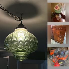 MaxSold Auction: This online auction features vintage kiten/laundry tools, crocks, steins, stained glass, vintage bottles, chest freezer, coins, banknotes, metal wall art, Royal Doulton figurine, soapstone carvings, air purifier, games, decanters, small kitchen appliances, leather furniture, teacup/saucer sets, art pottery, metal sculpture, oil lamps, duck decoys, canning supplies, garden art, costume jewelry, antique washstand, safe, office supplies, outerwear, printer, toys, exercise equipment, cedar chest, desks, antique tools, fishing gear, air compressors, power & hand tools, lawnmower, tiller, garden tools, vintage farm tools, riding lawn mower, skis, Jasperware, and much, much, more!!!\n