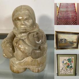 MaxSold Auction: This online auction features wool area rugs, art glass, decorative plates, Roger Savatteri print, AJ Casson print, oil paintings, blue & white Asian pieces, wood carvings, vintage oil lamp, Fenton glass, vintage sewing machine, marble sculptures, stone carving, teacup/saucer sets, costume jewelry, and more!