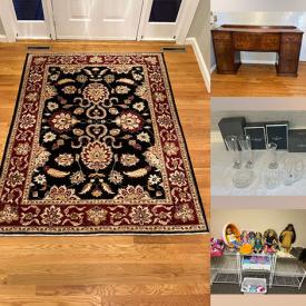 MaxSold Auction: This online auction features area rugs, live plants, wooden rocking jeep, planters, garden tools, video game console & games, puzzles, games, arcade Pop-A-Shot, children’s books, graphic novels, American Girl dolls, Legos, curtains, tent,, scooters, bikes, Evesham, art glass, platform bed, art supplies, desks, printer, office supplies, pet products, vintage sewing machine, antique secretary, NIB under counter ice maker,  stained glass lamp, TV, telescope, and more!