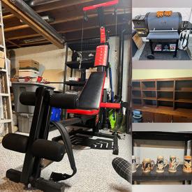 MaxSold Auction: This online auction features exercise equipment, pellet grill, BBQ grill, curio cabinet, garden tools, patio furniture, camping gear, NIB wall sconces, small kitchen appliances, steins, home health aids, photography lighting, closet safe, computer desk, storage totes, new snowshoes, and more!