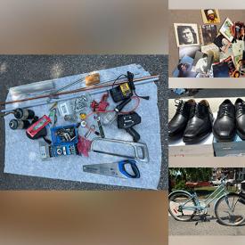 MaxSold Auction: This online auction features barrel chairs, drawer handles, power & hand tools, construction supplies, small kitchen appliances, TV, vinyl records, electrical supplies, hardware, area rugs, men\'s shoes, bike, sectional sofa, ceiling fans, vinyl records, and more!