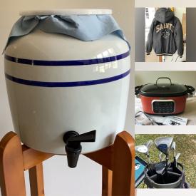 MaxSold Auction: This online auction features small kitchen appliances, White House ornaments, costume jewelry, S&P shakers, humidifier, vintage Avon ornaments, milk glass, vintage bottles, cookie jar, men’s clothing & footwear, sports apparel, Coca-Cola collectibles, golf clubs, wetsuit, and more!