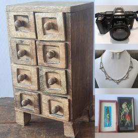 MaxSold Auction: This online auction features vintage signed artwork, carded Hot Wheels, art glass, puzzle, Pokemon cards, trinket boxes, metal wall art, coins, sterling & costume jewelry, vinyl records, cameras, yarn, Carnival glass, vintage Staffordshire dog, John Nelson prints, and more!
