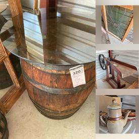 MaxSold Auction: This online auction features metal wall art, yarn, wicker baskets, copper pots, stoneware crocks, DVDs, vintage metal soldiers, Toby mugs, antique leaded windows, vintage hand tools, mirrors, framed original artworks, brass rubbings, antique ice box, antique corn sheller, games, vintage pedal car, craft supplies, decorative tiles, children’s books, toys, planters, cookie jars, snowshoes, vintage yarn winder, antique yoke, electric fireplace stove, and much, much, more!!!