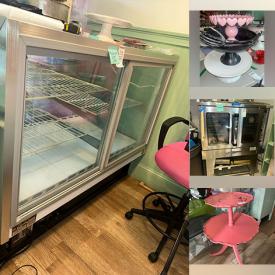 MaxSold Auction: This Commercial Liquidation Online Auction features refrigerated display case, commercial refrigerator & freezer, industrial oven, chocolate molds, food packaging, chalk/metal displays, mantel, seasonal decorations, display cabinets, serving ware, shelving units, canning jars, cake pop holders, cash drawer, paper punches, cake plates, vintage Pyrex, small kitchen appliances, kitchen utensils, industrial kitchen work table & rack, baking supplies, metal shelving, wrapping supplies, storage bins, and much, much, more!!!