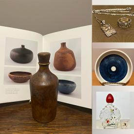 MaxSold Auction: This online auction features art glass, silver, gold & costume jewelry, Mexican silver jewelry, sports trading cards, Star Wars collectibles, cloisonne, antique wall sconces, Art Deco lamp, transferware, antique crocks,  Jan & Helga Grove pottery, Aniko Stern Wesel pottery, art books, art pottery, Roseville, quilt, oil lamps, and more!