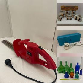 MaxSold Auction: This online auction features garden tools, mantle clock, small kitchen appliances, costume jewelry, beauty products, art glass, decanters, stein, metal wall art, teacup/saucer sets, vintage tools, and more!