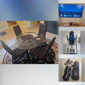 MaxSold Auction: This online auction features glass top table & chairs, TVs, patio furniture, metal wall art, fitness gear, bedroom furniture, adjustable bed, games, golf clubs, inversion table, BBQ grill, area rugs, small kitchen appliances, wicker furniture, printer, desk & chair, and more!