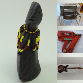 MaxSold Auction: This online auction features serger, power & hand tools, Lego Mindstorm kits, Inuit art, MCM Wassily-style chair, vintage cameras, guitar, banjo, MCM Portmeirion, chainsaw, vintage watches, and more!