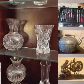 MaxSold Auction: This online auction features gold & costume jewellery, vintage vanity, DVDs, dollhouse, games, TVs, printer, bikes, air compressor, power & hand tools, electric organ, vinyl records, pet products, metal wall art, art glass, teacup/saucer sets, vintage dolls, collector plates, binoculars, watches, and more!