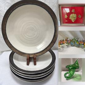 MaxSold Auction: This online auction features vintage brass, perfume bottles, vintage decorative metal plate, art glass, vintage Hanukkah Menorah, vintage tin collectibles, vintage character collector glasses, art pottery, trinket boxes, teacup/saucer sets, and much, much, more!!!