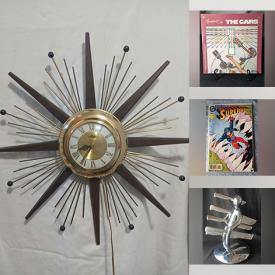 MaxSold Auction: This online auction features starburst clock, MCM panther planter, stone carving, antique musical decanter set, costume jewelry, marbles, mirrors, Disney collectibles, comics, vintage smoking pipes, games, fitness gear, planters, inflatable boat, uranium glass, vinyl records, milk glass, settee, and more!