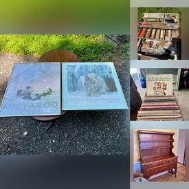 MaxSold Auction: This online auction features Robert Bateman prints, battle scene etchings, breakfront hutch, MCM lamps, teacup/saucer sets, stoneware jug, art pottery, antique cast iron pots, vintage bottles, fishing gear, TV, vintage biscuit tin, glass knobs, vinyl records, and more!