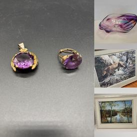 MaxSold Auction: This online auction features gold/diamond ring, brass collectibles, planter, original watercolours, art glass, teacup/saucer sets, golf clubs, Quasimodo pottery, power tool, small kitchen appliances, cinnabar teapot, Bossons head, stone sculpture, microscope, Royal Doulton figure, silver & costume jewelry, watches, and more!