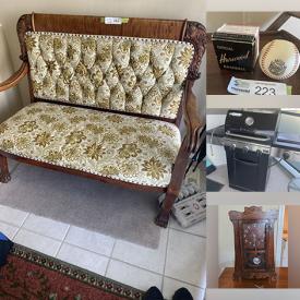 MaxSold Auction: This online auction features stereo components, small kitchen appliances, bar stool, wood carvings, office supplies, duck decoys, printers, Lowrey organ, patio furniture, sports memorabilia, vinyl records, puzzles, games, quilts, sports trading cards, vintage settee, Carnival glass, teacup/saucer sets, tea cart, TV, golf clubs, power & hand tools, garden tools, plant pots, BBQ grill, and much, much, more!!!