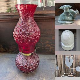 MaxSold Auction: This online auction features antique hall rack, puzzle, ceramic insulator, marbles, art pottery, oil lamp, vintage crock, weather vane, antique sealers, porcelain knobs, area rugs, Depression glass, antique clock, Carnival glass, antique lightning rod, soapstone carving, vintage washstands, vintage clothes wringer, and more!
