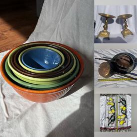 MaxSold Auction: This online auction features transferware, crystal mini table lamps, quilt, Nancy Calhoury plates, Indiana glass, vintage buttons, toys, stained glass panels, Spode vase, Bauer nesting bowls, and more!