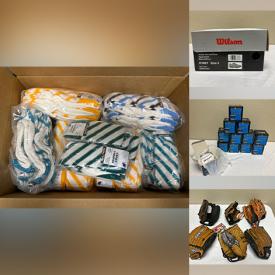 MaxSold Auction: This online auction features new items such as sports apparel, including pants, socks, shirts, & hats, sports equipment, including softballs, volleyballs, baseballs, soccer balls, & gloves, umpires\' brushes, pitch counters, equipment bags, youth cleats, backpacks, and more!
