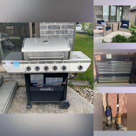 MaxSold Auction: This online auction features BBQ grill, patio furniture, fire pit, glass dining tables, garden tools, camping gear, decanter, art glass, Royal Doulton figurines, decorative plates, outerwear, games, puzzles, power & hand tools, toys, tool chest, hardware, leather furniture, decorative pillows, guitar, and much, much, more!!!
