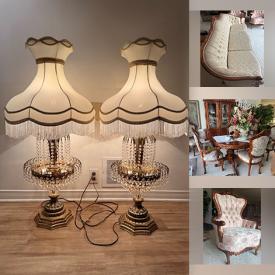 MaxSold Auction: This online auction features Anna Jalava paintings, art glass, Victorian furniture, Mexican pottery, glass/brass & metal tables, soapstone sculpture, leather furniture, pink toilet, and more!