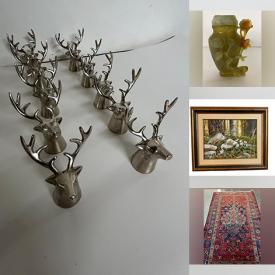 MaxSold Auction: This online auction features oil paintings, area rugs, stone sculptures, cameras, carved jade, jadeite, Chinese ink scrolls, art glass, wood statues, Thai temple rubbing, blue & white vases, collector plate, Tom Thomson print, decanter, women’s footwear, and more!