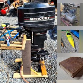MaxSold Auction: This online auction features hardware, patio heater, air compressors, lawnmowers, log splitter, snowshoes, vintage books, chainsaw, power tools, hunting canoe, kayak, generator, fiberglass boat, industrial heater, outboard motors, and more!
