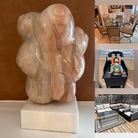 MaxSold Auction: This online auction features glass-top dining tables, area rug, antique samovar, secretary desk, marble sculptures, Graham Norwell watercolours, platform bed, roll top desk, Disney telephone, leather sectional sofa, patio furniture, and more!