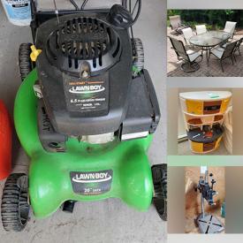 MaxSold Auction: This online auction features area rugs, TVs, home health aids, floor & table lamps, collector plates, office supplies, beauty appliances, small kitchen appliances, bar stool, tulip-style chairs, planter, patio furniture, wine rack, DVDs, games, children’s books, toys, games, puzzles, Legos, sports collectibles, sewing machine, dollhouse, play kitchen, fitness gear, exercise equipment, snorkeling gear, power & hand tools, garden tools, lawnmower, and much, much, more!!!