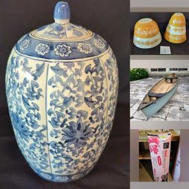 MaxSold Auction: This online auction features vintage copper pots, wood carvings, vintage crockery, vintage Pyrex, art pottery, camping gear, sports equipment, canoe, golf balls, power tools, water skis, planters, garden art, granite slab, new bathroom faucets, antique spinning wheel, fitness gear, NIB pressure washer, pedestal sink, new heat registers, metal signs, new bathroom fixtures, new light fixtures, plumbing supplies, tire rims, electrical supplies, new printers, aquarium, hardware, area rug, paint sprayer, and much, much, more!!!
