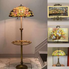MaxSold Auction: This online auction features Tiffany-style lamps, antique fireplace screen, vintage lithographs, art glass, teacup/saucer sets, Lusterware, Noritake, art pottery, MCM hanging lamp, vinyl records, Fenton glass, tapestry, oil paintings, antique oil lamps, oil lamp parts, Art Deco lamp, and more!