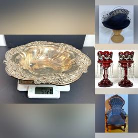 MaxSold Auction: This online auction features dining tables & chairs, vintage wingback chair, office chair, canopy bed, peacock chair, garden pots, garden art, hand tools, decanter set, bamboo furniture, teacup/saucer sets, TV, vintage Nippon china, antique biscuit barrel, antique inkwell, collector plates, Hummel, vintage tea sets, perfume bottles, CD, art pottery, vintage metal tins, desk, area rug, and much, much, more!!!