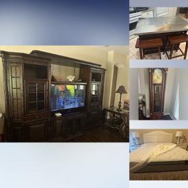 MaxSold Auction: This online auction features bedroom furniture, entertainment center, TV, kitchen island, electric fireplace, Disney mugs, wood carvings, cookie jar, display plate, metal wall art, chiminea, patio furniture, faux plants, bike rack, and more!