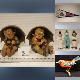 MaxSold Auction: This Charity/Fundraising Online Auction features Phoenixville pottery, Hummels, stained glass lights, quilts, cookie jars, toys, silver & gold jewelry, Takahashi-style brooches, costume jewelry, Carrol Boyes functional art, antique photographs, vintage movie posters, cultivators, gazebo, matchbook cover collection, coins, vintage model train set, telescope, Byers’ Choice carolers, pet products, vintage bottles, room divider, craft stamps, antique sewing machine, sports trading cards, and much, much, more!!!\n