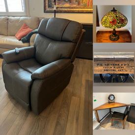 MaxSold Auction: This online auction features leather furniture, bar chairs, Tom Thomson prints, guitar, small kitchen appliances, Blue Mountain pottery, lift chair, sectional sofa, electric fireplace, TVs, stained glass lamp, adjustable beds, BBQ grill, patio furniture, planter pots, and more!