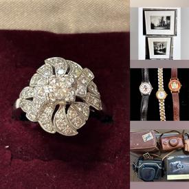 MaxSold Auction: This online auction features sterling & costume jewelry, Disney collectibles, women’s clothing, novelty watches, coins, craft supplies, Star War collectibles, S&P shakers, comics, cameras, toys, vintage pipes, Radko ornaments, children’s books, stamps, Egyptian papyrus, teacup/saucer sets, art pottery, trinket boxes, vintage books, perfume bottles, art glass, and much, much, more!!!