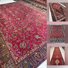 MaxSold Auction: This online auction features Persian rugs & runners including Tabriz, Hamadan, Mashhad, Isfahan, and Kashan.