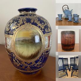 MaxSold Auction: This online auction features Robert Maxwell figures, art pottery, wood carving, pewter frames, Hull pottery, vintage brass, Royal Doulton figurine, Bunnykins, metal wall art, vintage hanging light fixture, antique vanity, pewter Christmas ornaments, ink bottles, soapstone carving, area rug, antique cedar chest, planters, Sadler teapot, Gurgle pot, small kitchen appliances, silver & costume jewelry, TVs, Hoselton, puzzles, office supplies, stamps, vintage toys, garden tools, sports equipment, fabric, and much, much, more!!!