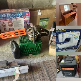 MaxSold Auction: This online auction features garden art, plant pots, garden tools, patio furniture, secretary desk, chainsaws, power & hand tools, lawnmower, carnival glass, live plants, area rugs, MCM dressing table, outerwear, chest freezers, sewing machines, vintage Pyrex, art glass, small kitchen appliances, teacup/saucer sets, storage containers, TVs,  beauty appliances, office supplies, men’s & women’s clothing, costume jewellery, watches, milk glass, collector plates, vinyl records, mini fridge, craft supplies, yarn, dehumidifier, fitness gear, Roseville pots, and much, much, more!!!