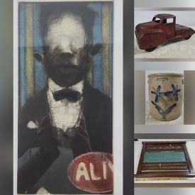 MaxSold Auction: This online auction features Stanley Causer etchings, camel saddle, Margaret Knapp art, crocks, stamps, First Day covers, vintage postcards, flower pots, costume jewelry, Pez dispenser collection, vintage books, sewing machine, perfume bottles, art pottery, pet products, Robert Bateman print, window AC unit, vintage bottles, and more!